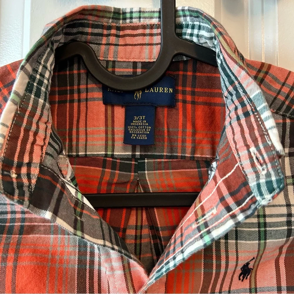 Little boys Ralph Lauren button up plaid‎ shirt
